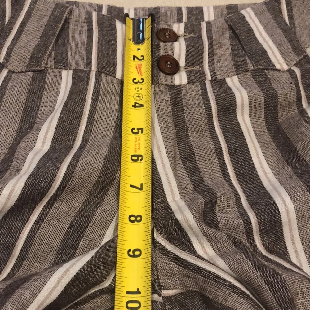 UMGEE STRIPED BELL BOTTOM FRINGED STRIPED PANTS BROWN CREAM SIZE SMALL